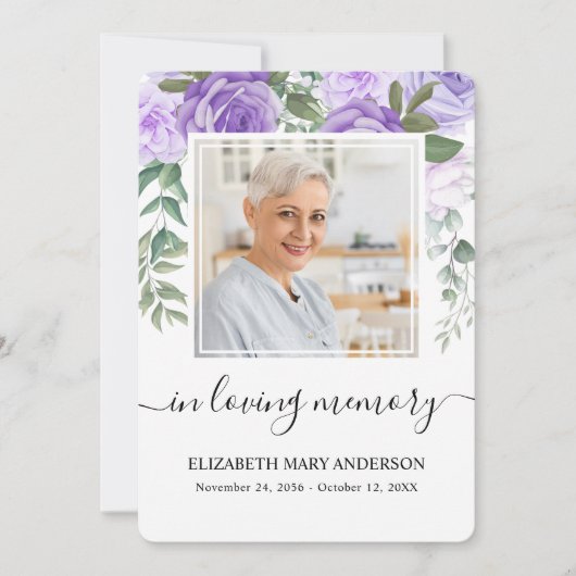 パープルウォーター悔やみや弔慰葬儀祈りの言葉カード サンキューカード (正面)