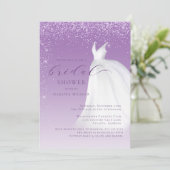 パープルウォーター結婚カラーズドレスブライダルシャワー 招待状 (スタンド正面)