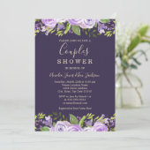 パープルウォーター結婚カラーフローラのカップルのシャワー 招待状 (スタンド正面)