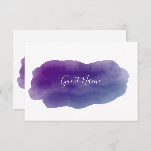 パープルウォーター色のゲスト名座席表 招待状 (正面/裏面)