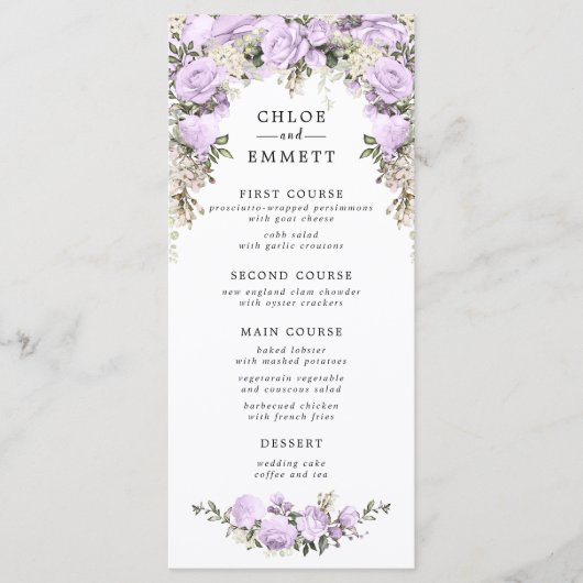 パープルウォーター色のフローラ結婚ズ メニュー (正面)