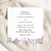 パープルウォーター色のフローラ結婚ズ 招待状