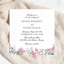 パープルウォーター色のフローラ結婚ズ 招待状