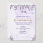 パープルウォーター色のフローラ結婚式招待状 招待状 (正面)