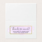 パープルウォーター色のモダン金ゴールドサンキューカード (外部フラット)