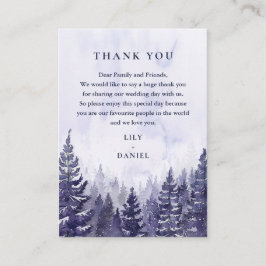 パープルウォーター色の松の森結婚の感謝 プレイスカード