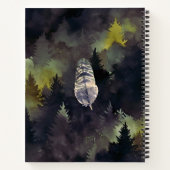 パープルウォーター色の森フクロウ個人ジャーナル ノートブック (裏面)