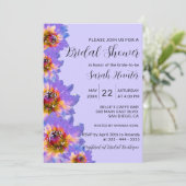 パープルウォーター色の花のブライダルシャワー 招待状 (スタンド正面)