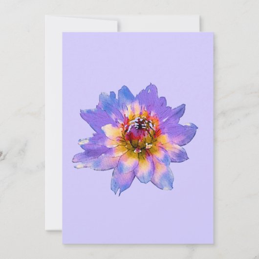 パープルウォーター色の花のブライダルシャワー 招待状 (裏面)