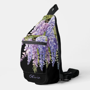 パープルウォーター色の藤のフローラ スリングバッグ