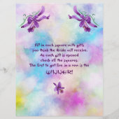 パープルウォーター色の蘭ブライダルシャワービンゴ チラシ (裏面)