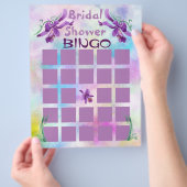 パープルウォーター色の蘭ブライダルシャワービンゴ チラシ (手)