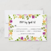 パープルウォーター色の開花結婚ズ 出欠カード (正面)