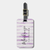 パープルウォーター色ストライプモノグラム ラゲッジタグ (正面縦)