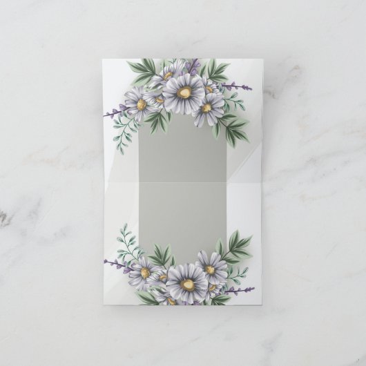 パープルウォーター色デイジーありがとう サンキューカード (内部)