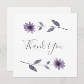 パープルウォーター色デイジーサンキューカード サンキューカード (正面/裏面)