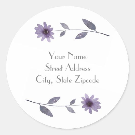 パープルウォーター色デイジー ラウンドシール (正面)