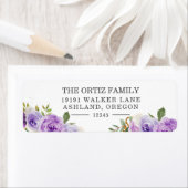 パープルウォーター色バラフローラ差出人住所ラベル ラベル (インサイチュ)