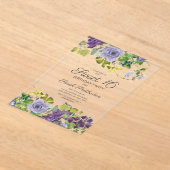 パープルウォーター色フローラつる植物スイーツ16 アクリル招待状