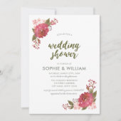 パープルウォーター色フローラウェディングシャワー招待状 招待状 (正面)