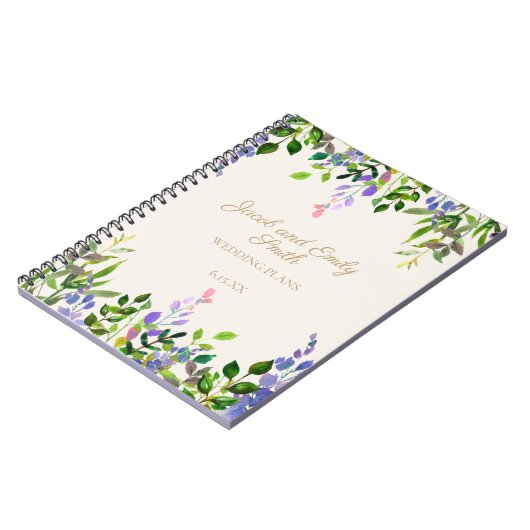 パープルウォーター色フローラグリーナリークリー結婚ム ノートブック (左側)