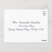 パープルウォーター色フローラネイビーストライプブルー結婚ズ ポストカード (裏面)