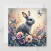 パープルウォーター色フローラバニークリスチャン復活祭 シーズンカード (正面)