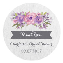 パープルウォーター色フローラブライダルシャワーメッセージカード