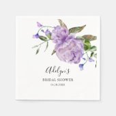 パープルウォーター色フローラブライダルシャワー スタンダードカクテルナプキン (正面)