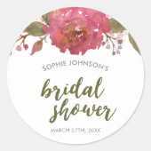 パープルウォーター色フローラブライダルシャワー ラウンドシール (正面)