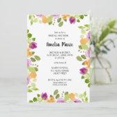 パープルウォーター色フローラブライダルシャワー 招待状 (スタンド正面)