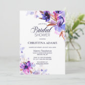 パープルウォーター色フローラブライダルシャワー 招待状 (スタンド正面)