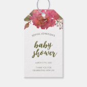 パープルウォーター色フローラベビーシャワーメッセージカード ギフトタグ (正面)