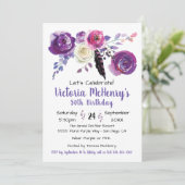 パープルウォーター色フローラボホバースデーパーティー 招待状 (スタンド正面)