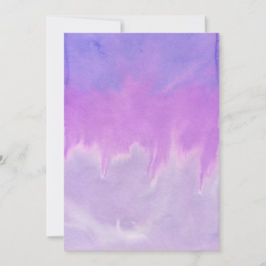 パープルウォーター色フローラボホ結婚式招待状 招待状 (裏面)