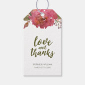 パープルウォーター色フローララブ&感謝していメッセージカード ギフトタグ (正面)