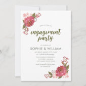 パープルウォーター色フローラ婚約パーティ 招待状 (正面)