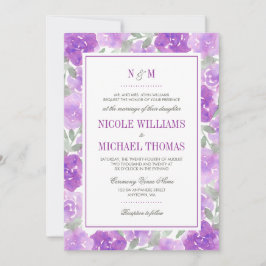 パープルウォーター色フローラ庭園の結婚式招待状 招待状