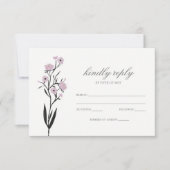 パープルウォーター色フローラ春の結婚式rsvp 出欠カード (正面)