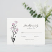 パープルウォーター色フローラ春の結婚式rsvp 出欠カード (スタンド正面)
