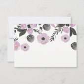 パープルウォーター色フローラ春の結婚式rsvp 出欠カード (裏面)