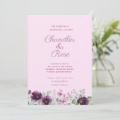 パープルウォーター色フローラ結婚式招待状 招待状 (スタンド正面)