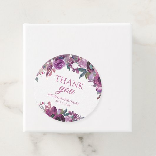 パープルウォーター色フローラ誕生日ありがとう フェイバータグ (インサイチュ)