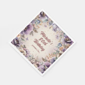 パープルウォーター色フローラ80誕生日 スタンダードランチョンナプキン (角)