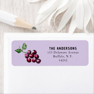 パープルウォーター色ブドウエレガント差出人住所 ラベル