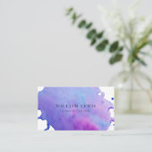 パープルウォーター色プロフェッショナル モダン 名刺 (スタンド正面)