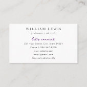 パープルウォーター色プロフェッショナル モダン 名刺 (裏面)