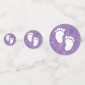 パープルウォーター色ベビーシャワー足プリント コンフェッティ (裏面)