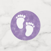パープルウォーター色ベビーシャワー足プリント コンフェッティ (スモール正面)