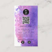 パープルウォーター色ミニマルQRコードソーシャルメディア 名刺 (裏面)